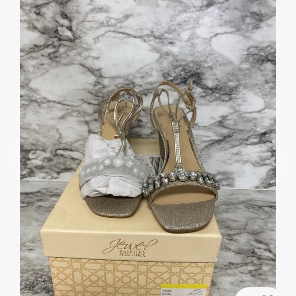 Jewel Badgley Mischka Glittering Silver Heels